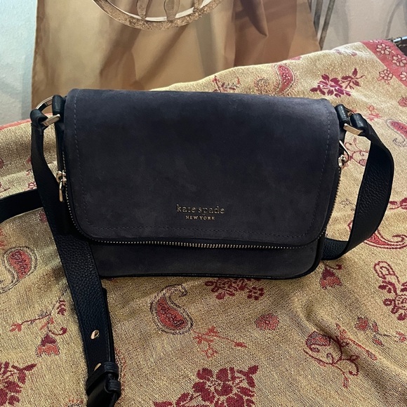 kate spade Handbags - Kate Spade suede and leather Midnight deep Blue Crossbody Bag